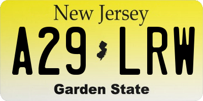 NJ license plate A29LRW