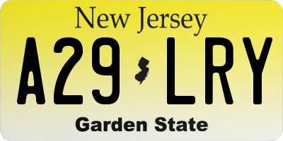 NJ license plate A29LRY
