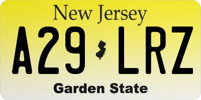 NJ license plate A29LRZ