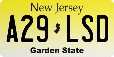 NJ license plate A29LSD