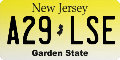 NJ license plate A29LSE