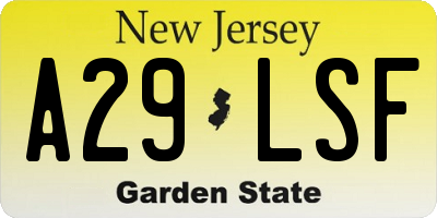 NJ license plate A29LSF