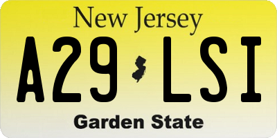 NJ license plate A29LSI