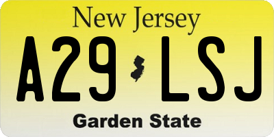 NJ license plate A29LSJ