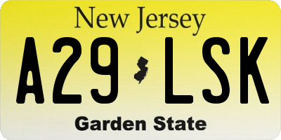 NJ license plate A29LSK