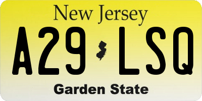 NJ license plate A29LSQ