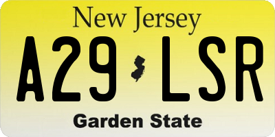 NJ license plate A29LSR