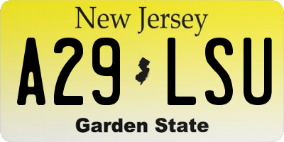 NJ license plate A29LSU