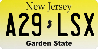 NJ license plate A29LSX