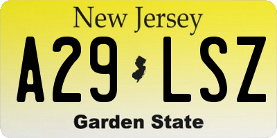 NJ license plate A29LSZ