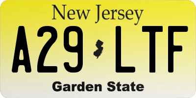 NJ license plate A29LTF