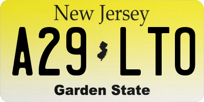 NJ license plate A29LTO