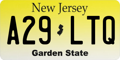 NJ license plate A29LTQ