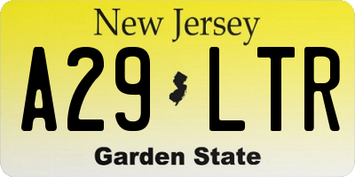 NJ license plate A29LTR