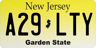 NJ license plate A29LTY