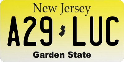 NJ license plate A29LUC