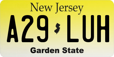 NJ license plate A29LUH
