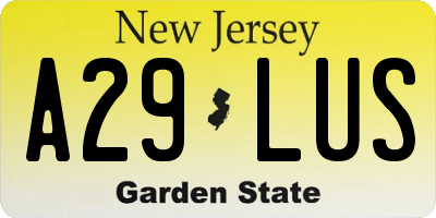 NJ license plate A29LUS