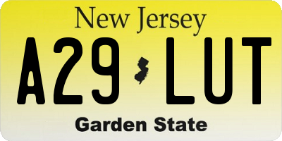 NJ license plate A29LUT