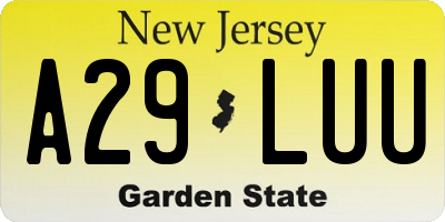 NJ license plate A29LUU