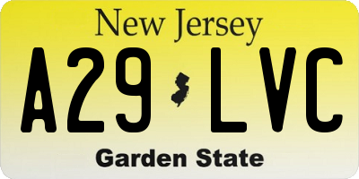NJ license plate A29LVC