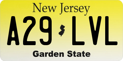 NJ license plate A29LVL