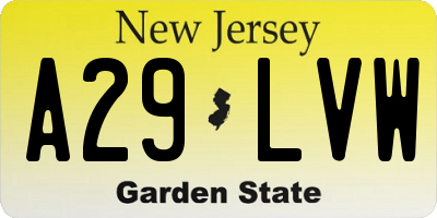 NJ license plate A29LVW