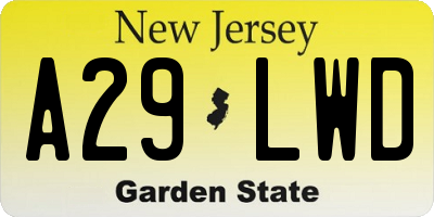 NJ license plate A29LWD