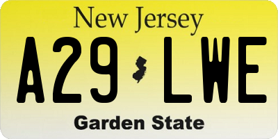 NJ license plate A29LWE