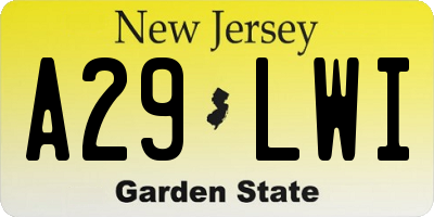 NJ license plate A29LWI