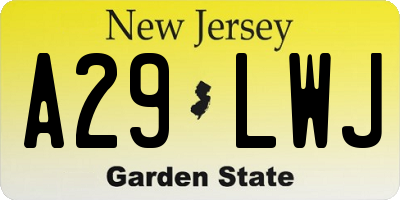 NJ license plate A29LWJ
