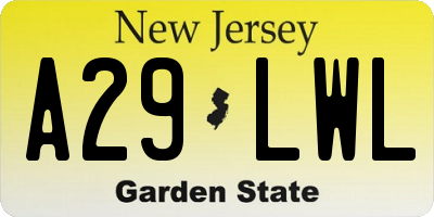 NJ license plate A29LWL