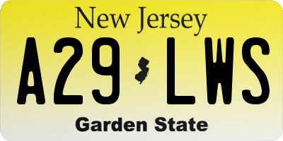 NJ license plate A29LWS