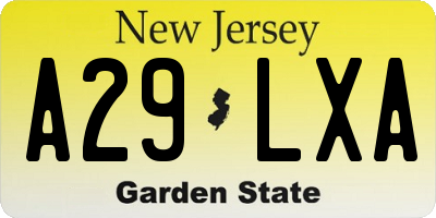NJ license plate A29LXA
