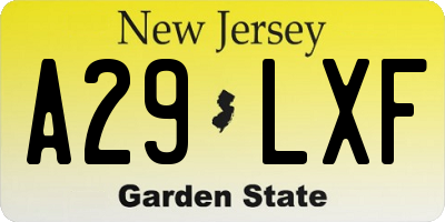 NJ license plate A29LXF