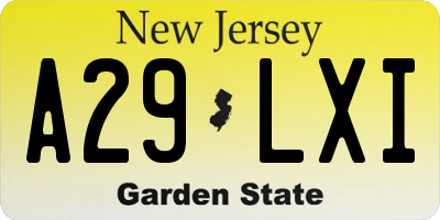 NJ license plate A29LXI