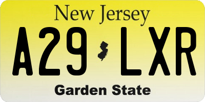 NJ license plate A29LXR