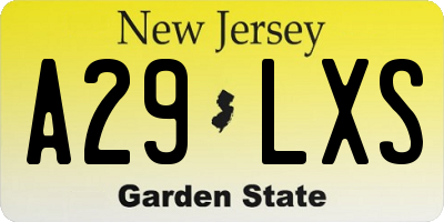 NJ license plate A29LXS