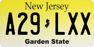 NJ license plate A29LXX