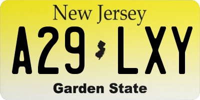 NJ license plate A29LXY