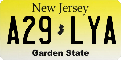 NJ license plate A29LYA