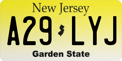 NJ license plate A29LYJ