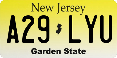 NJ license plate A29LYU