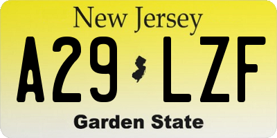 NJ license plate A29LZF