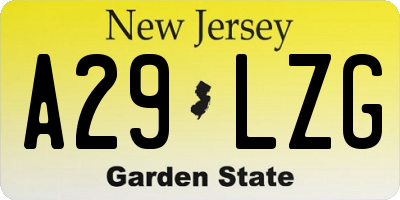 NJ license plate A29LZG