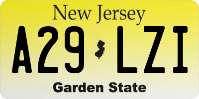 NJ license plate A29LZI