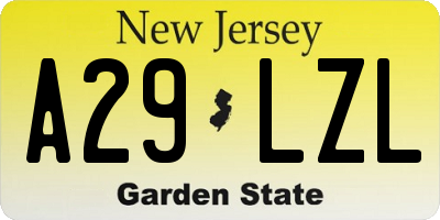NJ license plate A29LZL