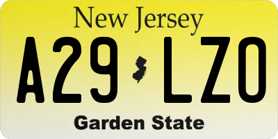NJ license plate A29LZO