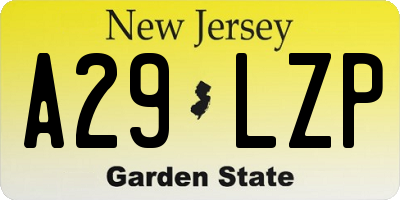 NJ license plate A29LZP