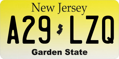 NJ license plate A29LZQ